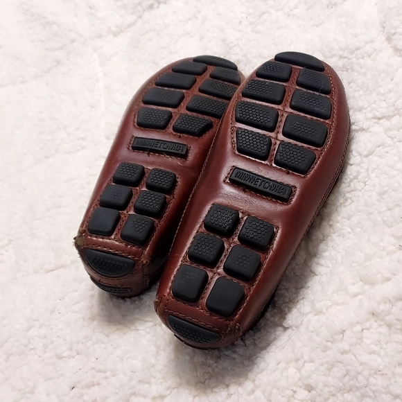 Minnetonka Mens Essential Driver Driving Loafers Dark Brown Leather 8 Preppy